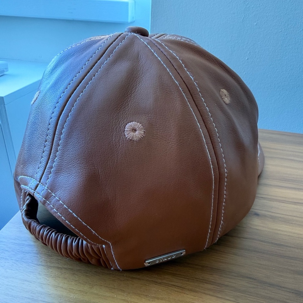 Staud Brown Vegan Leather Baseball Cap - Picture 3 of 7